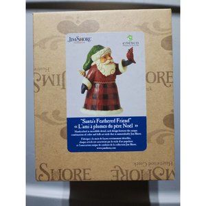 Jim Shore Heartwood Creek Red Cardinal BUFFALO PLAID SANTA.FEATHERED FRIEND